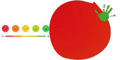 Illustration mit fünf unterschiedlich farbigen Kreisen mit Smiley-Gesicherten: Rot mit traurigem Gesicht über gelb mit neutralem Gesicht zu grün mit lachendem Gesicht.