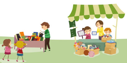 Illustration: Flohmarktsituation in der Kita