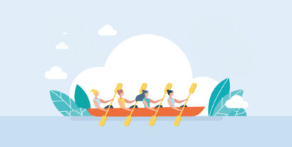 Illustration Menschen im Ruderboot