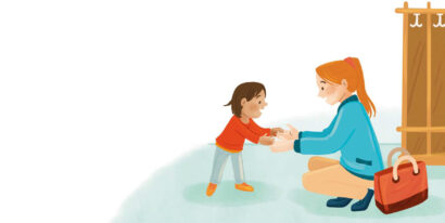 Illustration: Mutter verabschiedet sich vom Kind